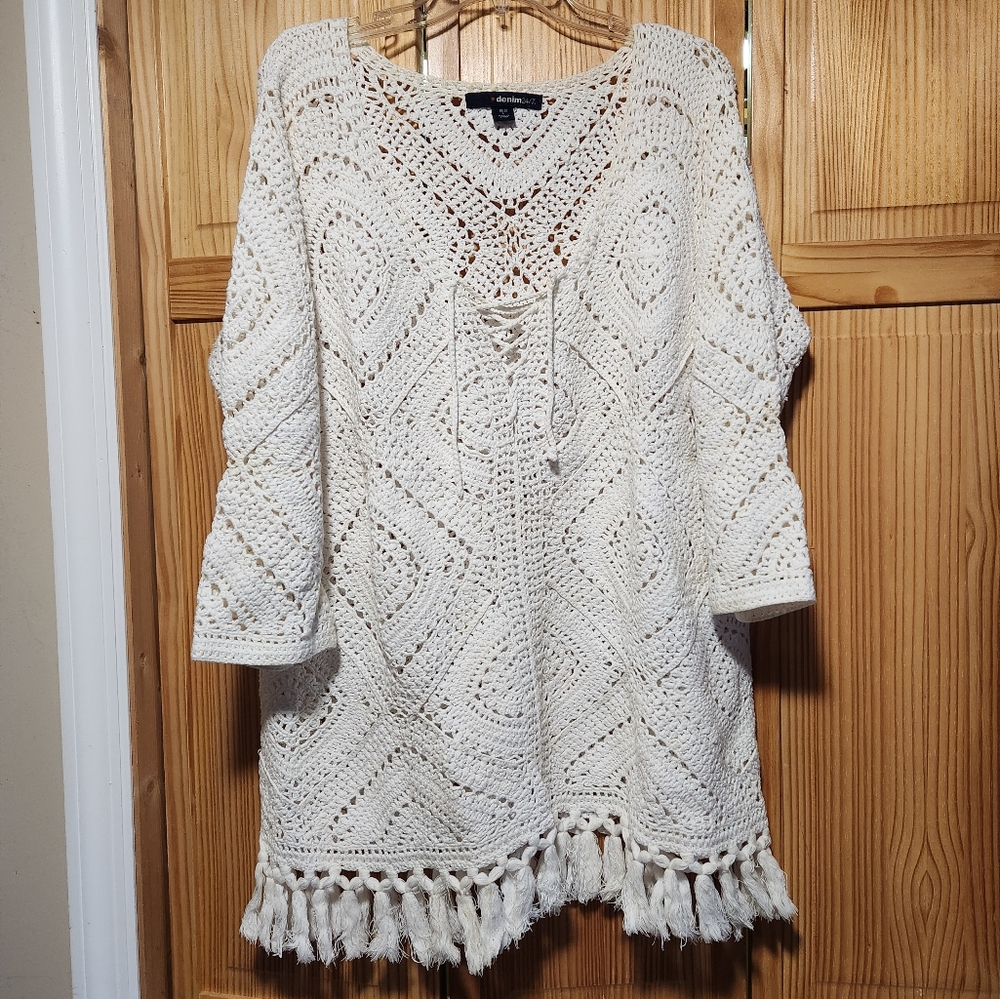 Crochet White Sweater